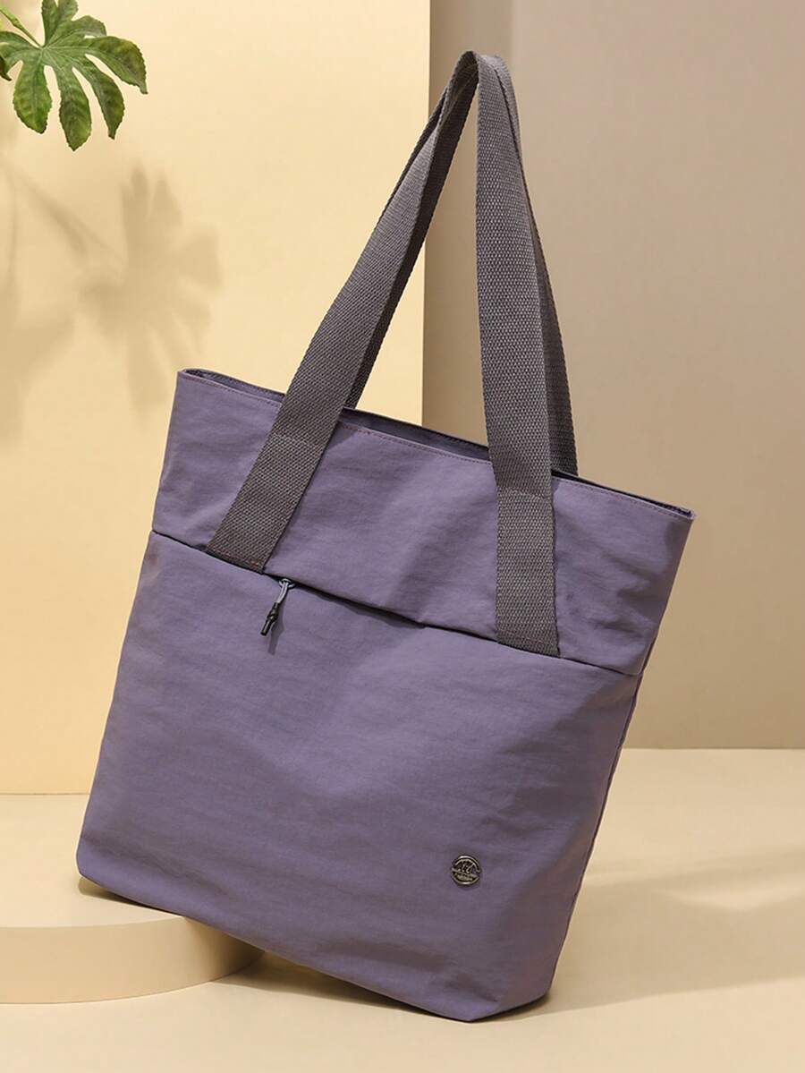 Daily Minimalist Men's Large Capacity Multi-Function Versatile Tote Bag Handbag Shoulder Bag College Student School Bag - Purple - View 1