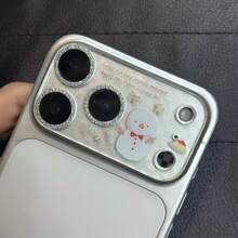山陰防爆防摔小眾裝飾布丁雪人白色時尚雪原高級感適用小眾Apple 17PRO/17PROMAX全覆蓋底座防刮鏡片膜簡單保護膜，必備禮物，簡單小雪人時尚 - 閃銀雪人海星 - 查看 4
