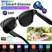 SENBONO 新款智慧眼鏡，8MP HD 相機/防震 HD 錄影/雙麥克風/無線通話/AI 語音助手/APP 語言翻譯/物體識別，290mAh 電池，世界盃禮物 - 查看 1