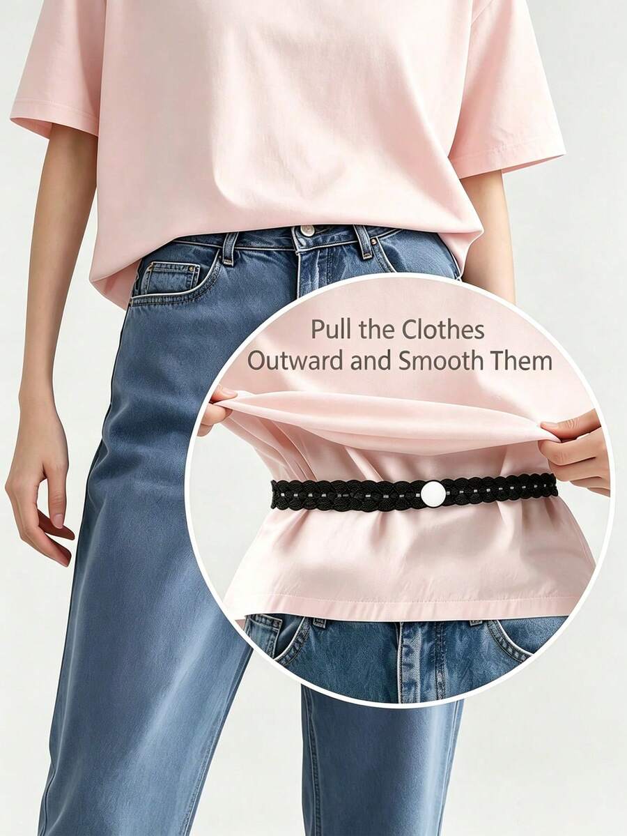 4pcs/Set Lace Trim Hem Waistband, Adjustable Hem Regulator, Invisible Button Extender, Suitable For T-Shirts, Dresses, Shirts, Sweaters And Pants, Used To Shorten Clothing Length, Universal Home Sewing Tool - Multicolor - View 1