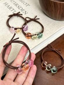 Băng đô hạt trong suốt nhiều màu 4/2/1 cái, phụ kiện tóc thời trang ngọt ngào co giãn cao, có thể dùng làm vòng tay, quà tặng Valentine - Nhiều màu - Xem 4