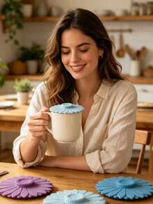 2pcs Silicone Cup Lid Creative Sealed Mug Cover Dustproof Glass Ceramic Cup Cover For Multiple Cup Types - 彩色 - 查看 4