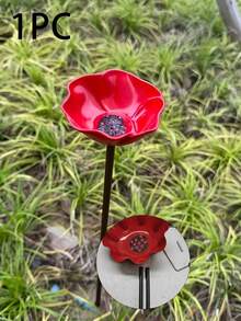 1pc Metal Flower & Bird Feeder, Metal Flower & Bird Bath And Pollinator Watering Station, Garden Decor, Outdoor, Patios, Lawns, Flower Pots, Patios.Bird Feeding, Wedding,Bird Bee Butterfly Bath Hummingbird Drinker, Courtyard Ornament - A - View 13