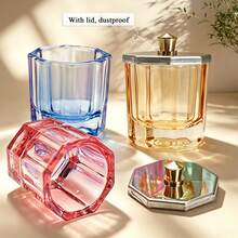 Colored Octagonal Crystal Nail Polish Cup With Lid, A Liquid Container For Cleaning Brushes And Mixing Colors In Nail Art. - Multicolor - View 10