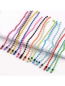 Hot Selling 120Pcs 10cm Color Painted Iron Ball Chain Round Disc Tag Chain DIY Kuka Pendant Bag Keychain Accessories - 10cm Round Bead Iron Chain - View 1