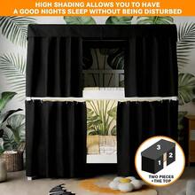 3 Pcs Blackout Bunk Bed Curtains 78.59" Thicken Dorm Room Privacy Dorm Room Loft Bed Curtains Bottom Canopy With Black Shading Coating Students Single Sleeper(-2Pcs Side+1 Pc Top Curtain) - Black-2pcs Side+1 Pc Top Curtain - View 2
