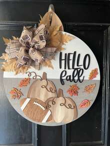Autumn Wreath, Autumn Door Hanging Decor, Football And Pumpkin Sign, Football Door Hanging Decor, Pumpkin Sign, Autumn Pumpkin Sign, Hello Fall Sign - Perfect For Front Door Decor, Wall Decor, Yard Decor, Autumn Decor And Holiday - Rugby and Pumpkin - View 6