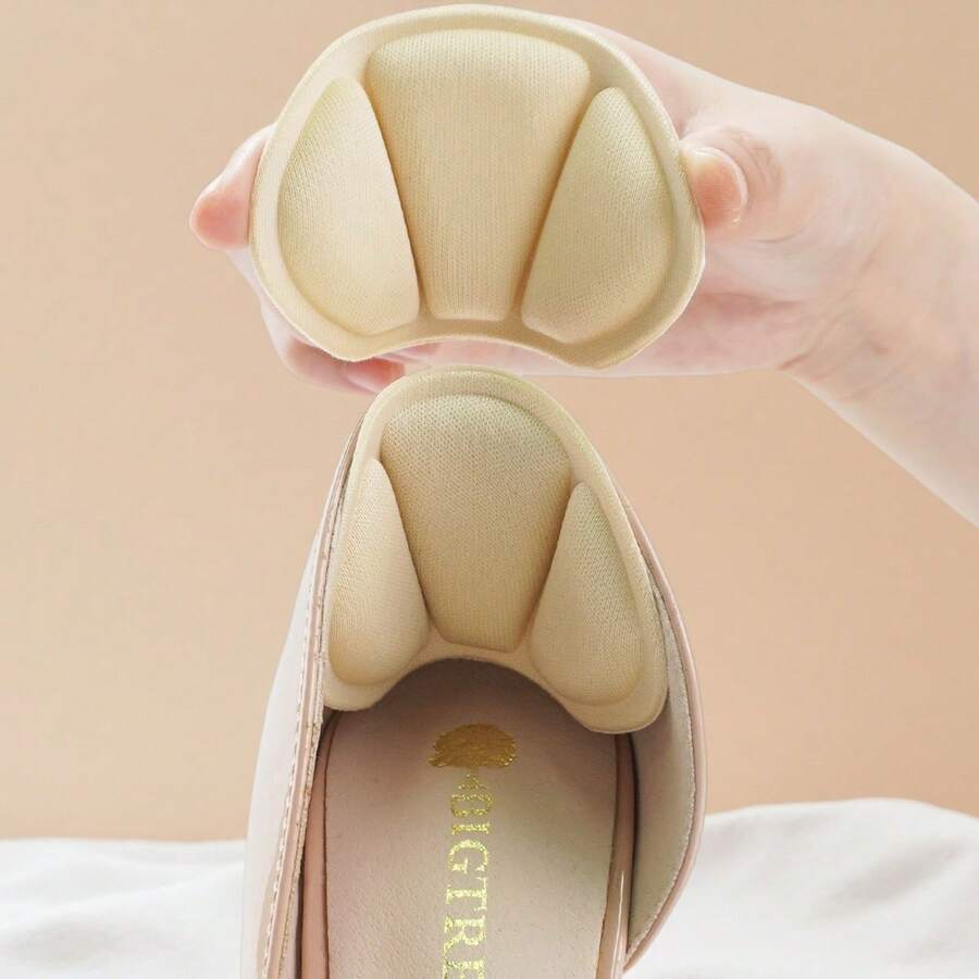 1 par de protectores de talón suaves y cómodos antiroce, almohadillas antideslizantes para talón, almohadillas universales para talón para tacones altos y zapatillas deportivas - Beis - Ver 1