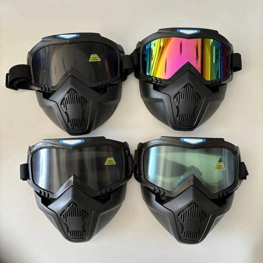 1pc Vintage Motorcycle Riding Face Mask Tactical Protective CS Mask Windproof Sandproof Dustproof Goggles - Multicolor - View 1