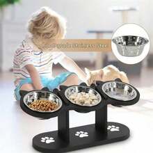 Mangkuk Makan Kucing & Anjing Kayu yang Dapat Diatur Sudutnya 15°, Termasuk 3 Mangkuk Stainless Steel, Desain Anti-Muntah Mengurangi Kelelahan Kumis, Cocok Untuk Kucing, Anjing Kecil, dan Hewan Peliharaan Kecil Lainnya, Penting Untuk Rumah Tangga dengan Banyak Kucing & Hewan Peliharaan - Versi yang ditingkatkan - View 4