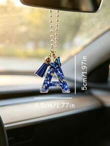 1個藍色字母A汽車吊飾，附蝴蝶/邪惡之眼與流蘇 - A - 查看 6
