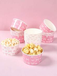 10 piezas de cuencos de papel con lazo rosa, cuencos de helado con lazo rosa, cubos de palomitas, cajas de aperitivos, recipientes para patatas fritas, bandejas de comida, decoraciones de fiesta con lazo rosa, decoraciones de fiesta de revelación de género, decoraciones de boda, vajilla desechable para fiesta de cumpleaños de princesa rosa - multicolor - Ver 2