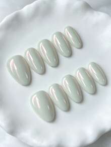 Shecass 10pcs Handmade Nails Press On Nails Short Nails For Summer Vacation Graduation Party - Multicolor - View 3