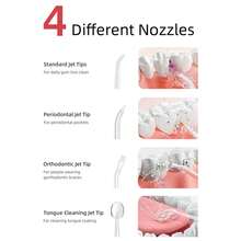 A Set Of Reciprocating Rotating Electric Toothbrushes With 4 Brush Heads (Soft Bristles), Including 2 AAA Batteries, An Intelligent Cleaning Battery - Powered Electric Toothbrush, A Set Of Handheld Electric Water Flosser With 4 Nozzles - Red and White - View 4