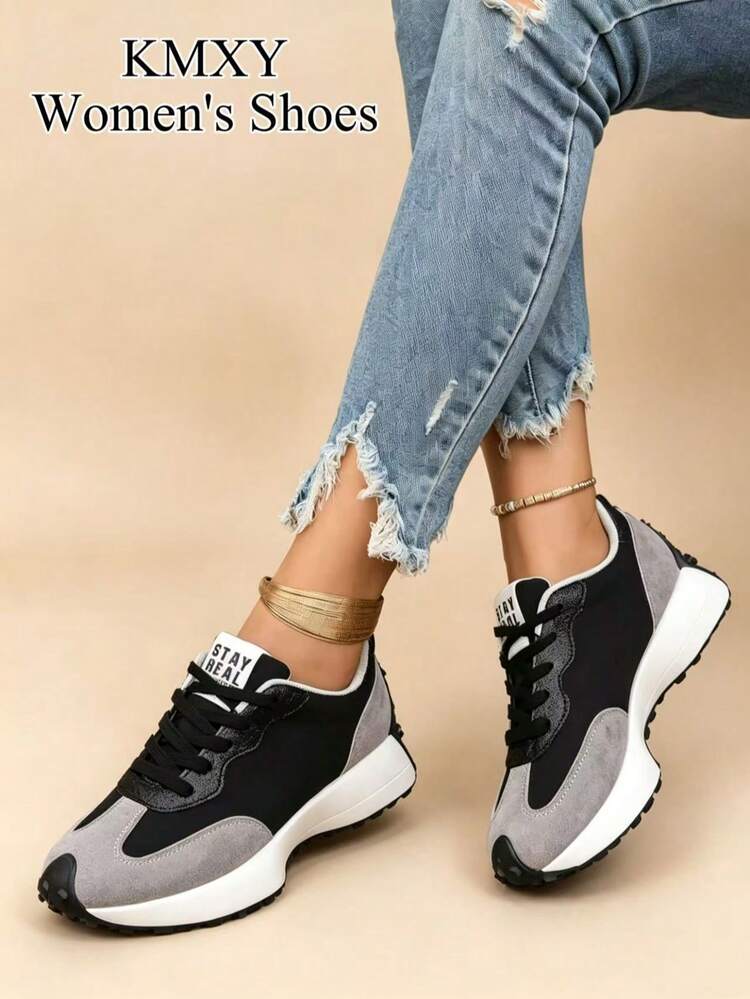 女款舒適綁帶運動鞋－輕量多功能休閒鞋，四季穿著，附防滑橡膠鞋底 - 黑色 - 查看 9