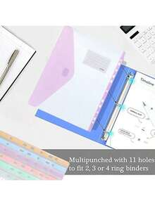 6pcs/3pcs/1pc Macaron Color Loose-Leaf File Bag PP Frosted Semi-Transparent 11-Hole Binder Student Office Exam Paper Material Storage Bag Minimalist Fresh Ins Style Folder Set Learning Office Classroom Notes Travel Business (Random Color Style) - Multiple Styles - View 3