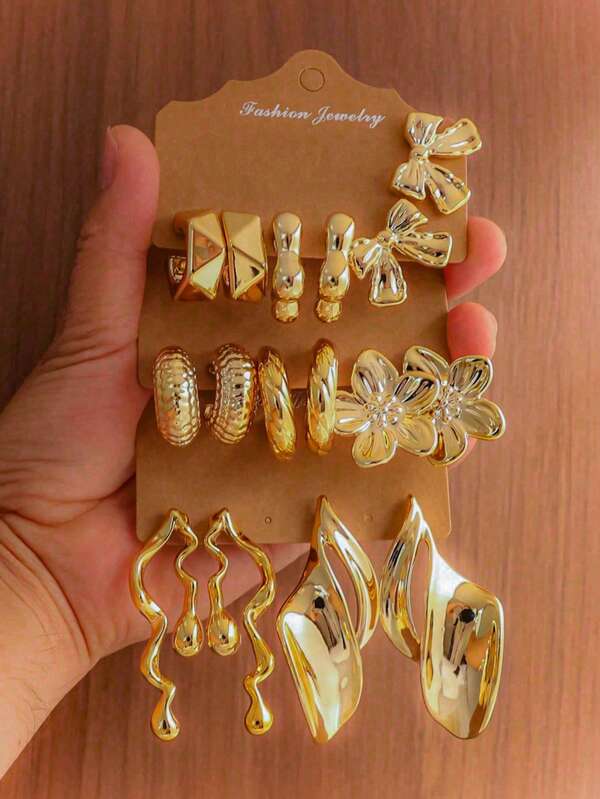 2-4pcs Women's CCB Material Gold & Silver Oversized Round Hoop Earrings, Vintage Retro Unique Style Earrings Suitable For Daily, Work, Student, Wife, Gift, Party Wear