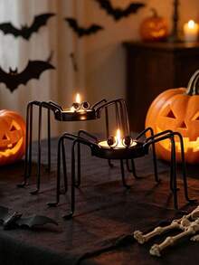 5pcs/2pcs/1pc Spider Shaped Halloween Decorative Candle Holder, Suitable For Tabletop Decoration And Gifting, Perfect For Halloween Party, Themed Events, Trick Or Treating, Haunted House Decor, Vintage Style Party - one-size - View 9