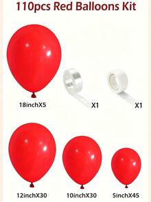 112Pcs Matte Vibrant Red Balloon Garland Arch Kit, Elegant Romantic Luxury Decor For Wedding, Engagement, Proposal, Birthday, Valentine, Anniversary Indoor Welcome Party Backdrop Decoration - 紅色 - 查看 9