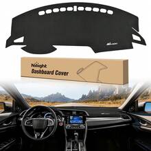 Nilight Dash Cover Compatible With Honda Civic 2016 2017 2018 2019 2020 2021, Custom Fit Suede Dashboard Mat Non‑Slip Sunshade Glare Protector Interior Accessories Black - A - View 1