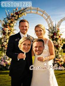 Personalized Funny Face Handheld Prop - Custom Photo Cutout With Sturdy Paper Frame, Suitable For Bachelorette Party, Wedding, Birthday And Holiday Celebrations - Multicolor - View 2