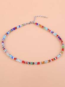 1pc Fashionable Colorful Triangle Geometric Pattern Crystal Collarbone Necklace, Minimalist & Unique, Suitable For Women's Daily Wear, Party, Gathering, Vacation And Travel - Multicolor - View 11