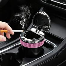 Crystal Inlaid Car Ashtray - Windproof With Lid, Fashion Design, Suitable For Cars, Trucks And Car Interior Modification Accessories - Multicolor - View 10
