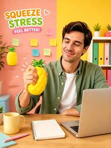 Großes Obst-Quetschspielzeug, Ananas- und Mais-Stressabbau-Quetschspielzeug, superweich mit langsamer Rückfederung, geeignet für den täglichen Gebrauch und als Partygeschenk - Verschiedenfarbig - Übersicht 4
