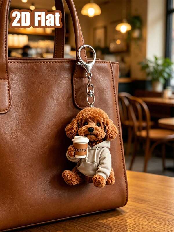 2D Flat Cute Teddy Dog Keychain, Fun 2D Flat Acrylic Design Multi-Functional Keychain, Suitable For Car Key Chain, Phone Key Chain, Can Be Used As Bag Charm, Car Charm, VIP Companion Pendant, My Bag Has A Little Friend Who Can Eat Hamburgers, Also Suitable For Women's Wallet And Phone Accessories, Can Be Given To Friends, Family, Girlfriend, Outdoor Supplies, Party Supplies, Souvenirs, Perfect Back To School Gift
