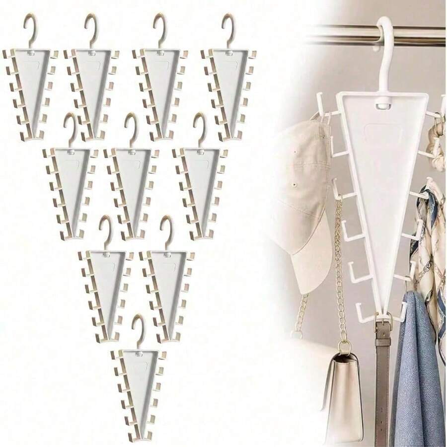 V Shaped Double-Sided Closet Organizer Hanger, 360° Rotating Multi-Layer Vertical Clothes Storage Rack With 12 Hooks - Multicolor - View 1