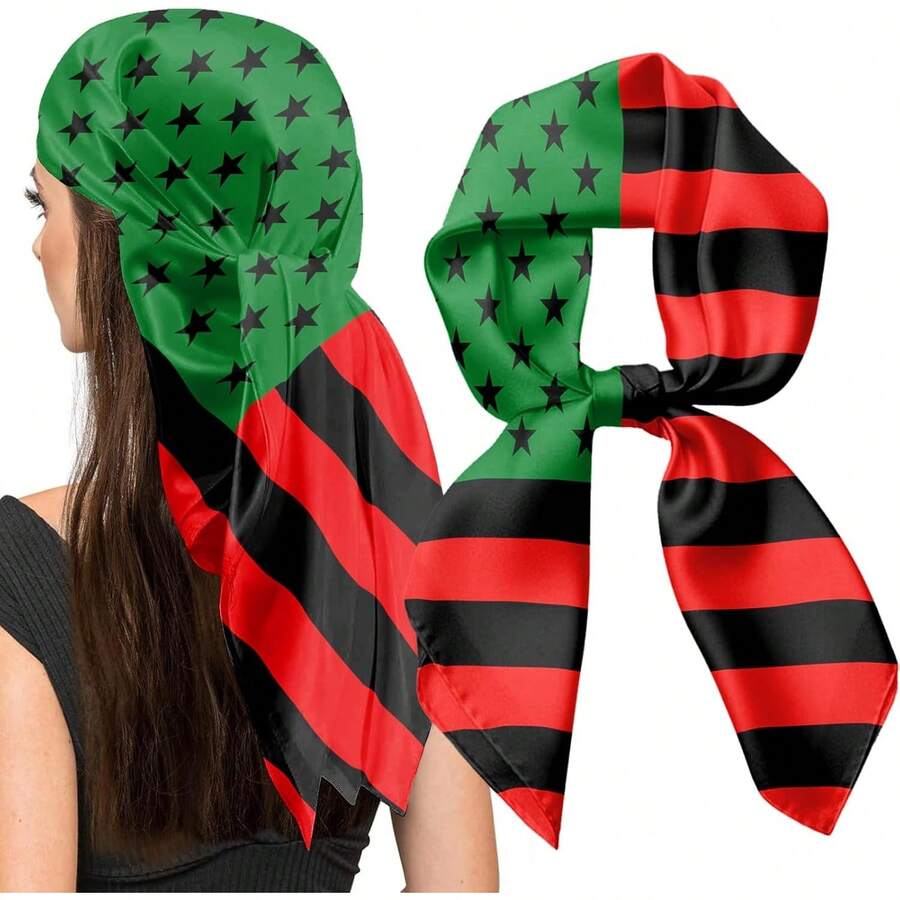 Head Scarf For Women's Hair Fashion Silk Scarf Square Satin Headscarf Bandana - Dominican Republic Flag 02 - View 1