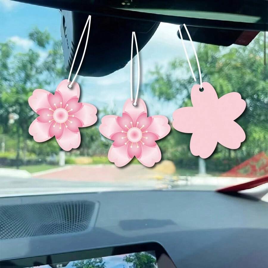 Pengharum Ruangan Gantung Mobil Berbentuk Bunga Sakura Warna Merah Muda Gradien - A - View 1