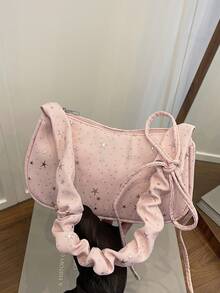 2026 Niche Design New Star Pleated Underarm Bag Women's Bag Niche Design Sense Shoulder Handbag Fashion Versatile Commuter Bag - Pink - View 1