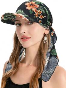 ZLYC Chemo - Gorros para Mujer, con Visera y Visera preatada, para la Cabeza - verde, (Verde geométrico) - Ver 1