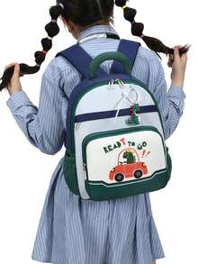 1pc Lightweight Burden-Reducing Children's Backpack, 2026 New Cute Cartoon Unisex Kindergarten School Bag - A - View 8