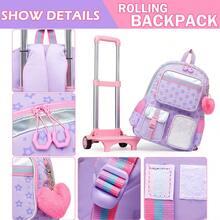 Girls' Rolling Backpack - Cute Carry-On Bag With Crossbody Bag And Pencil Case, Suitable For Elementary Students - 14+ Girls' Travel Luggage - Children's Rolling Bags - View 6