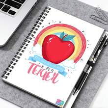 1 Set Creative Rainbow Apple Pattern Spiral Coil Notebook With Pen, Great Helper For Work And Study, Record Inspiration And Daily Life, Graduation Gift, Birthday Gift, Suitable For Diary, Daily Planning, Memo, 100 Pages, Start Your New Writing Experience - H+ a Pen - View 2