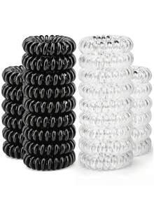 10/50pcs Small Black Spiral Hair Ties, High Elasticity Rubber Band Hair Accessories - Clear - View 4