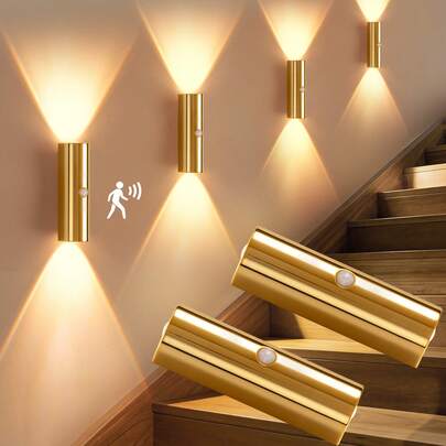 Lámpara de pared magnética LED moderna, luz de pared con sensor inalámbrico LED, aplique de pared regulable iluminación decorativa, luz nocturna inalámbrica LED para dormitorio y mesita de noche, adecuada para pasillo, baño, dormitorio, cocina, decoración del hogar, decoración de la sala de estar