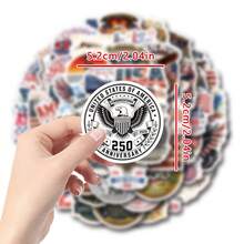 60 piezas Pegatinas del 250 aniversario de América, pegatinas de grafiti de papelería, calcomanías para fiesta, botella de agua, álbum de recortes, portátil, monopatín, computadora, bolsas de regalo, sellos de sobres, suministros de oficina, para adolescentes fans y útiles escolares - Pegatinas de aniversario - Ver 2