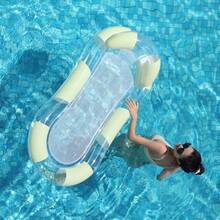 1pc PVC Inflatable Pool Float Set, Adult Floating Lounge Chair, Foldable Mesh Water Hammock, Sequin Transparent Swim Ring, Large Inflatable Floating Bed, Beach Pool Raft, Summer Water Toy, Pool Party Essential, Lakeside Vacation Holiday Gift, Outdoor Water Recreation - Multicolor - View 10