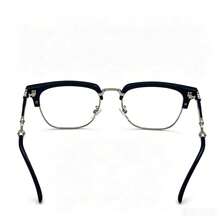 1 Pair New Fashion Half-Frame Metal High-End Luxury Unisex Decorative Glasses, High-Elasticity TR Material, Suitable For Indoor Games, Computer Use, Daily Commute, All-Season Plain Lens - Multicolor - View 7