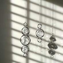 Minimalist Silver Asymmetric Metal Ring Clear Faceted Crystal Ball Suncatcher Rainbow Prism Window Hanging Ornament Modern Aesthetic Room Decor - Irregular Silver 30 Balls - View 3