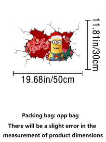 Minions 卡通牆貼，聖誕老人雪景背景裝飾貼紙，防水可移除牆面壁畫，適用於居家房間聖誕裝修 - 彩色 - 查看 3