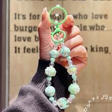 Colorful Beaded Phone Chain Wrist Strap, Multiple Candy Color Acrylic Bead Chains, Bowknot Star Flower Decoration, Detachable Phone Case Pendant, Bag Charm, Keychain Accessory, Sweet Girl Gift, Sold Individually - Multicolor - View 12
