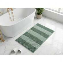 1pc 40x60cm Super Soft Absorbent Anti-Slip Rectangular Polyester Cationic Dual-Color Chenille Striped Floor Mat, Hot Melt Glue Backing, Thick Plush Bedroom Bedside Rug, Multi-Color Options, Machine Washable Quick Dry - Striped Series - View 3