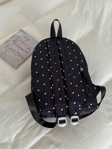 Polka Dot Transparent Backpack, Minimalist Large Capacity Backpack, Fashion Backpack, Casual Travel Backpack, College Style Backpack, Vacation Backpack - Black - View 6