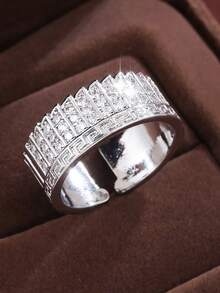 1pc European & American Vintage Greek Key Pattern Exquisite Ring, Fashion Elegant Elegant Open Ring, Ins Style Same Accessory - ring - View 2