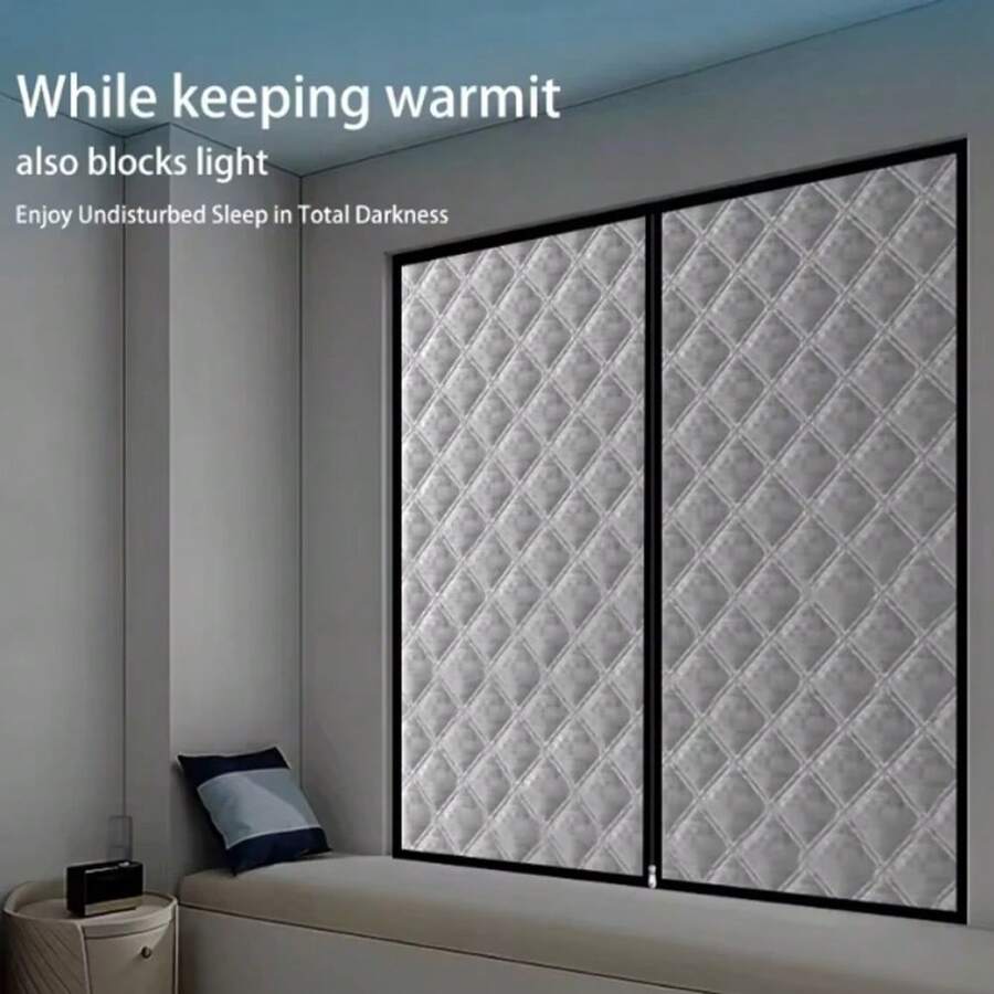 Graphene, Zipper Style, Double-Sided Square Aluminum Film, Thermal Insulation, Full Blackout, Noise Reduction, Heat Insulation, Windproof, Winter Anti-Freeze, Summer Sunshade, Privacy Curtain, No Drilling Required, Suitable For Various Windows, Multiple Sizes Available. - Thermal Curtains - View 1