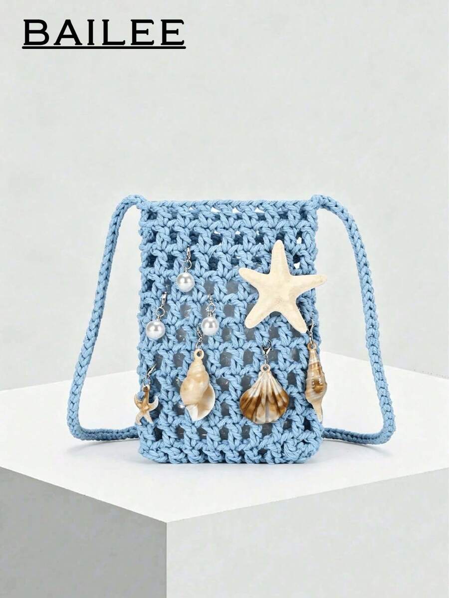 BAILEE Hand-Woven Polyester Yarn, Decorated With Complex Marine Life Elements. A Phone Case That Enhances Women's Elegant Elegant. - Multicolor - View 1